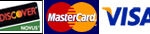 Graphic showing Discover, MasterCard, Visa, and American Express logos