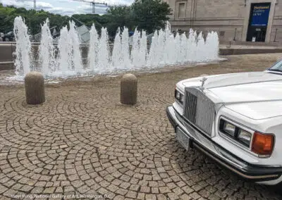Classic white Rolls Royce wedding limo at West Wing, National Gallery of Art, D. C.