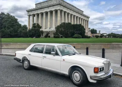 Classic wedding Rolls Royce at Lincoln Memorial, DC
